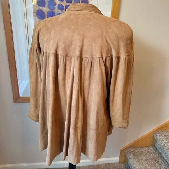 VTG Amen Wardy 100% Leather/ Suede Pleated Swing Jacket - Picture 3 of 9
